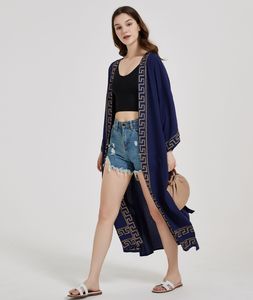 W0211 Women Swimsuit Cover Up Long Cardigan Bathing Suit
